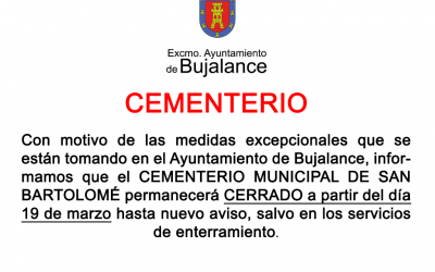 El Cementerio Municipal permanecerá cerrado hasta nuevo aviso