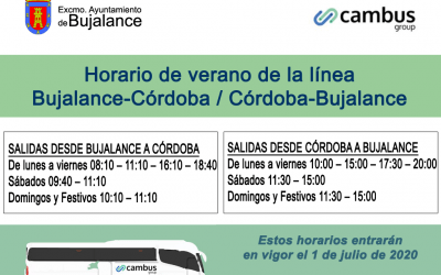 Horario de verano de la línea de bus Bujalance-Córdoba / Córdoba-Bujalance